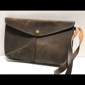 Zara Womens Brown Leather Wallet Clutch wristlet